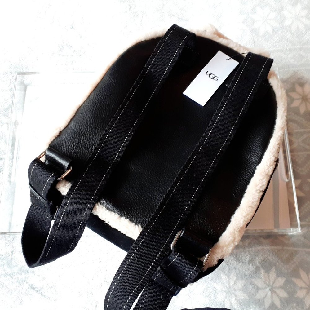 UGG sheepskin black cream backpack handbag - Picture 4 of 14